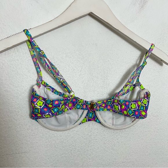 BareMinimale Swimwear Candy Hearts Underwire Bikini Swim Top Multicolor Neon XS - Picture 6 of 8